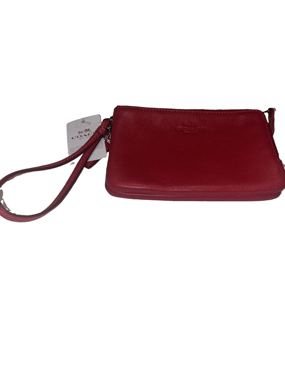 Vintage Coach  - Red Double Gold Zip Pebble Leather Wallet Wristlet - F66505 NWT